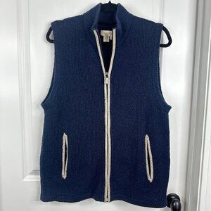 The Territory Ahead Mens Vest Wool Blend Navy Blue Casual Outdoor Leather Detail